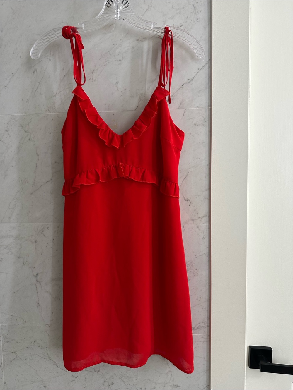 Honey Punch Red Camisole with Ruffle Detail